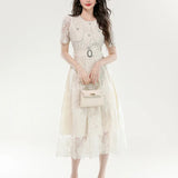 French Famous Lady Fashion Temperament Skirt Lace Embroidery Waist Dress Design Yang Small Dress