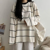 Vintage 90's Striped Oversized Long Sleeve Tee-Outfit