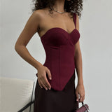 Babes Irregular One-Shoulder Sling Vest Women In The Spring And Summer New Belt Strap Belt Tight
