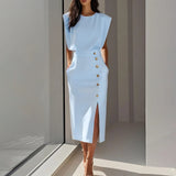 Elegant Workplace Party Button Dress New