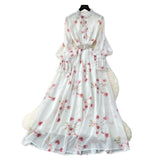 Elegant Dress Women 2025 New Fashion Set To Collect Waist Thin Temperament Print Chiffon Over-Capped