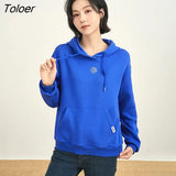 Women Fleece Hooded Sweatshirt 2022 Winter Long Sleeve Loose Hoodie Multicolor Warm Casual Streetwear