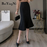 Woman's Skirt 2020 Casual Package Hip High Waist Office Work Wear Mermaid Skirts Womens Black Saia Midi Mujer