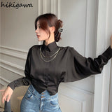 Women Blouse Korean Tops 2023 Ropa Mujer Tunic Shirts Elegant Blouses Turn Down Collar Long Sleeve Woman Shirt Chic White