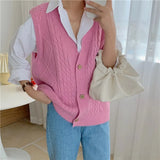 loose sweater spring autumn Women's vest knitted vest v neck joker knitted vest womens vests winter outerwear plus