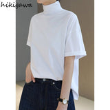Woman Tshirts 2023 Shirts for Women Turtleneck Shirt Sleeve Tees Y2k Tops Loose Casual Temperament T Shirt Ropa