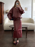 2025 New Temperament Casual Bright Collar Jacket Jacket Skirt