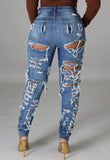 Blue High Waist Ripped