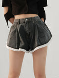 Casual Women's Denim Shorts High Waist Patchwork Pockets Loose Colorblock Short Pants Female 2022 Summer New