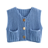 Autumn Street Shirt Fashion Cute Crochet Wool Vest Knitted Thick Knitted Vest Women's
