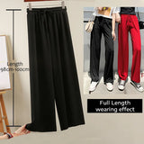 Slacks Women's Loose Summer Long Pants Soft Ice Silk Full-Length Black Wide Leg Pants Women Khaki High Waisted