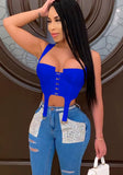 Solid Lace Up Crop