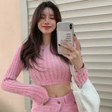 Mink Cashmere Knitted Pullover Women's Autumn New Sweater Pure Desire Short Tight-fitting Long-sleeved