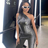Toloer Spring / Summer 2023 Oblique Shoulder Sleeveless Waist And Hip Women's Jumpsuit Trousers Women's Nightclub Wear-Outfit