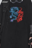 t-shirt goth Top Harajuku tops Butterfly lightning print Loose Short Sleeve kawaii anime t shirt plus size