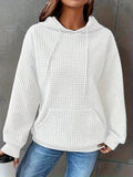 Wish Autumn And Winter Explosion Of Solid Color Hooded Drawstring Fashion Long-Sleeved Lady's Loose