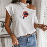 Shoulder O-neck Short Sleeve Women's Tshirt Loose Solid Ovesize Ladies Tshirts 2021 Fashion Casual Women Summer Clothes