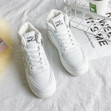 Vulcanized Shoes Women White Sneakers High Top Ladies Students Fashion Casual Shoes Woman 2022 Lace-up Platform Sports