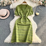 Stunning Green Dress Woman 2025 Summer New French High-End Temperament Knitted