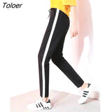 Women Patchwork Leisure Ankle-length Lace-up Sporty 3XL Loose Korean Style Harem Trousers Streetwear Slim Chic Simple