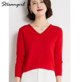 Women's Sweater 2021 White Jumper V Neck Ladies Winter Clothes Women Sweater Knitted Pullovers Sweaters For Women Fashion