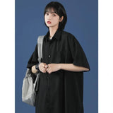 Oversized Shirt for Women Streetwear Long Sleeve 2023 Summer Harajuku Men's Shirts Student Short Sleeve Top