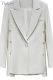 Fashion Women's Blazer Loose Notched Collar Single Button Irregular Long Sleeve Beige Suit Jackets Summer 2023 New