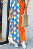 For Women 2023 Spring Summer Casual Loose Print Long Shirt Dress Button Up Long Sleeve Midi Elegant Vintage