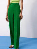 2022 Green Wide Leg Pants Women High Waist Baggy Straight Woman Pants Summer Streetwear Trousers Women Masculine Pant