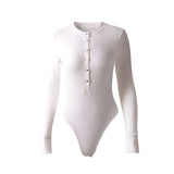 Autumn Bodysuit Long Sleeve Black White V-Neck Skinny Women Fashion Sexy Streetwear Cross Casual