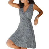 New Casual Polka Dot Dress Women V Neck Sleeveless Bandage Beach Dress Summer Bohemian Dresses For Women Grace