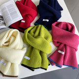 Women's Korean Soft Pit Ribben Wool Scarf Winter 2022 New Warm Knitting Wool Small Scarf