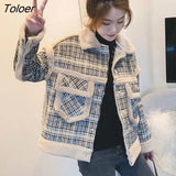 Loose Warm Thickened Lamb Woolen Short Jackets Winter Women Plus Size Outwear Elegant Big Pocket Party Shopping