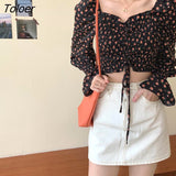 Women Summer Sexy Stylish Drawstring Flare Long Sleeve Floral V Neck Top Blouse Women Summer