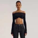 Shoulder See Through Mesh Women's T-shirt Spring 2023 Y2k Tops Long Sleeve Crop Tees Streetwear Sexy Ruched T Shirts