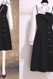 Summer New Polo Long Sleeve Asymmetric Spliced Chiffon Shirt Office Temperament Mini Party Dress Elegant Women's