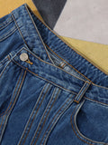 2023 Autumn New Women's Denim Flare Pants Botton Striped Zippers Slim High Waist Irregular Jeans Fashion Female Tide