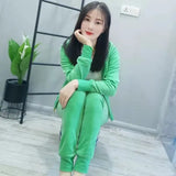 Tracksuits Women Elegant Two-Pieces Suit Sets Female Stylish Velet Zipper Hooded Top & Pant Zip Sets Joggers Juicy