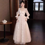 Feather Hanging Neck Open Shoulder Fashion Atmosphere Thin Long Skirt Evening Dress Students Graduation Performance Choral
