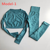 Seamless Gym Sets High Waist Gym Mesh Leggings Shirts Suit Long Sleeve Fitness Workout Sports Running Thin Sport