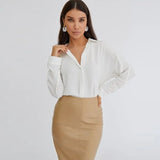 Graduation Party Gift Casual Turn-down Collar Batwing Sleeve Shirt Female Single Breasted Loose Tops For Women Solid Office Lady