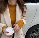 2022 Pullover Elegant Knitted Sweater Women Fashion New Jumper Bottoming Long Sleeve Knit Top Ruched Sweater Mujer