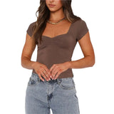 Tank Tops y2k Women Solid Color Sweetheart Neck Sleeveless Slim Fitted Vest Casual Going Out Tees Summer