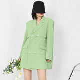 Casual Spring Blazer For Women Notched Collar Long Sleeve Solid Minimalist Elegant Blazers Female Fashion