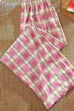 Waist Women Plaid Pants Summer Fashion Loose Wide Leg Pants Y2K Casual Female All Match Straight Trousers Korean