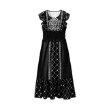 Women's New Three-Color Printing To Take Waist Dress