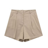 Fall 2024 New Women's Casual Linen Blend Vest Vest Shorts Set W085 8291-Outfit
