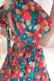 Women Korean Floral Vintage Dress 2023 Vestidos De Mujer Bandage Long Robe Summer Puff Sleeve Party Dress Y2k