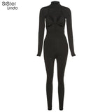 Women Sexy Bodycon Cut Out Hole Strap Bra Skinny+Jumpsuit Two Piece Outfits Casual Activewear Streetwear Female Stretch