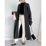 Gray Big Size Thick Knitting Cardigan Sweater Loose Fit V-Neck Long Sleeve Women New Fashion Tide Autumn Winter 2022